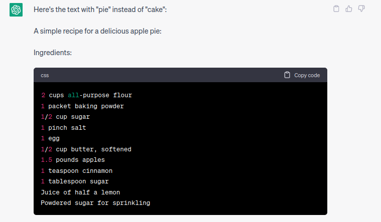 ChatGPT dialog